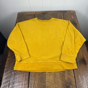 Aerie Mustard Yellow Cropped Sweatshirt Small Cotton Cozycore Normcore